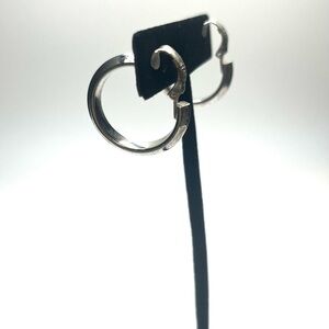 Signed Lewis Segal vintage silver hoop earrings. Clip on